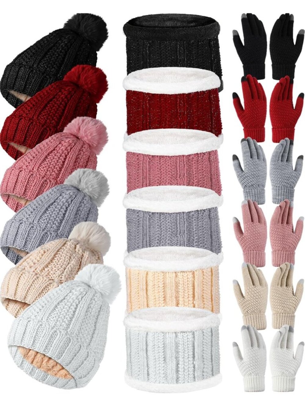 Cozy 18-Pc Winter Accessories Set: Beanie, Scarf & Touchscreen Gloves for Women